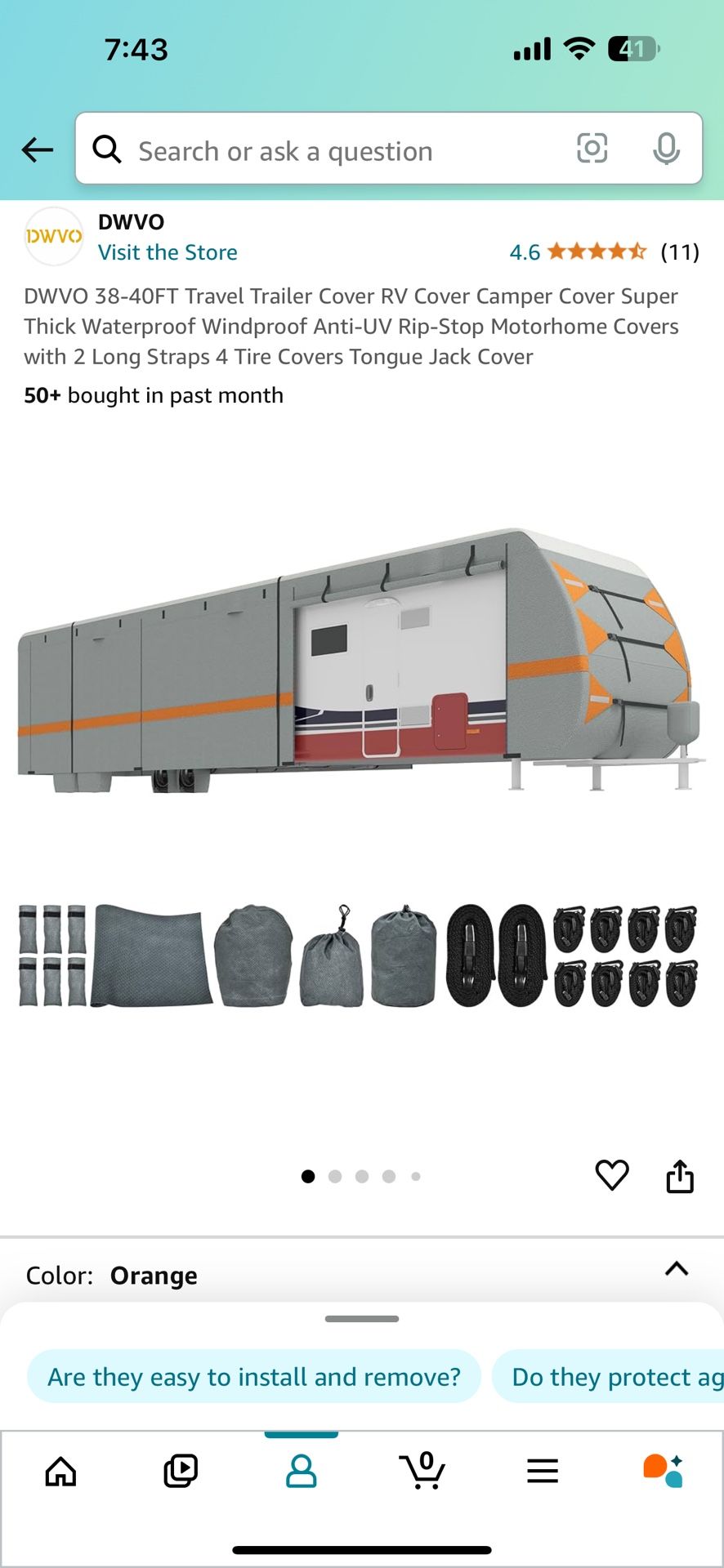DWVO 38-40FT Travel Trailer Cover RV Cover Camper Cover Super Thick Waterproof Windproof Anti-UV Rip-Stop Motorhome Covers with 2 Long Straps 4 Tire C