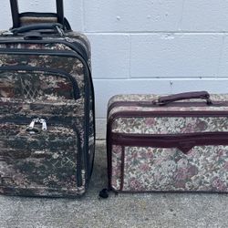 Vintage Atlantic Floral Tapestry Luggage, Set of 2 