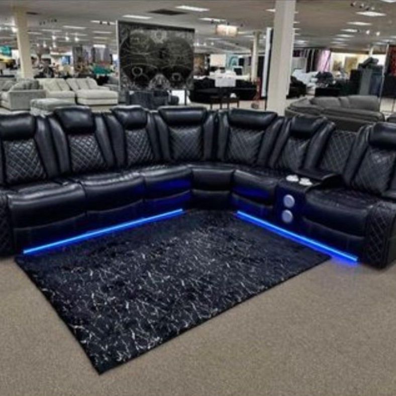 Beautiful Power RECLINER Sectional LED Bluetooth USB