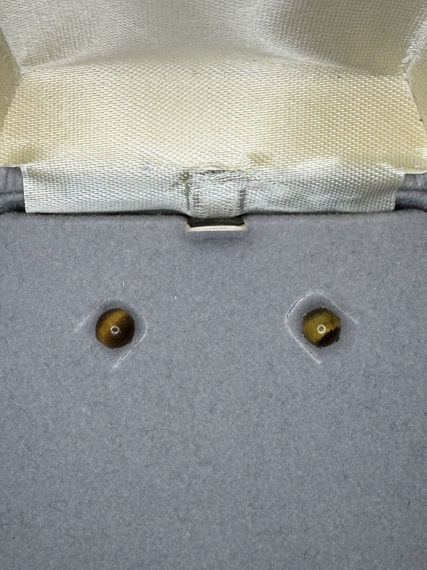 14K Solid Gold 5.1MM Tiger’s Eye Sphere Ball Stud Earrings .7g