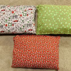 3 HANDMADE, **NEW Christmas PILLOWS 16” x 11”