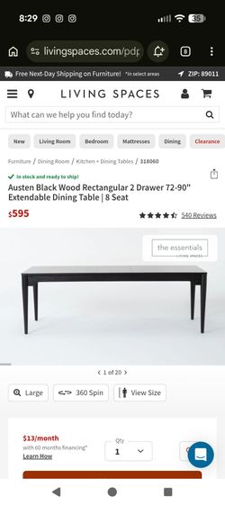 Black expandable dining table with bench