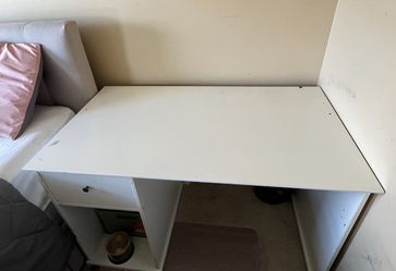 White desk with storage