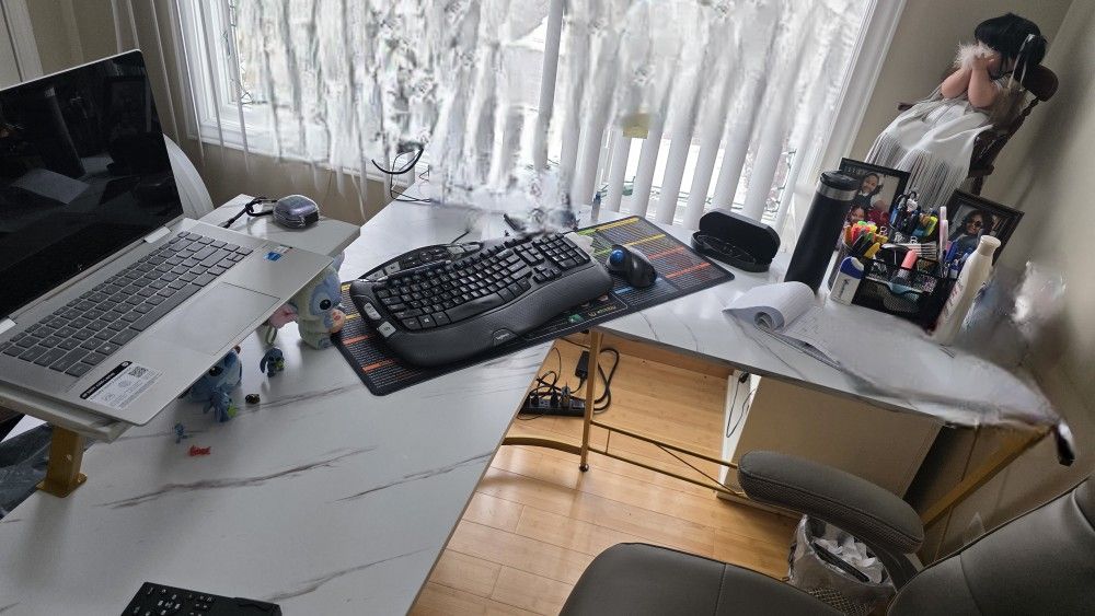 Fake Marble L shaped Desk