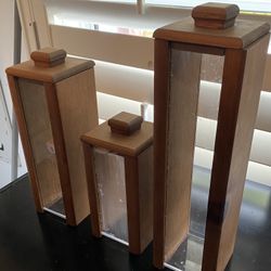 Boho Wood Glass Canister Terrariums