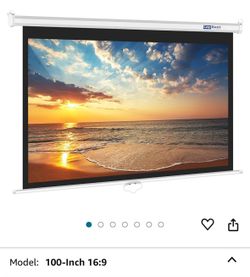Manual Pull Down White Projector Screen 100in