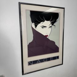 Patrick Nagel Poster Art Framed Signed Print Vintage 1985