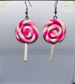 Pink Swirl Lollipop Earrings 
