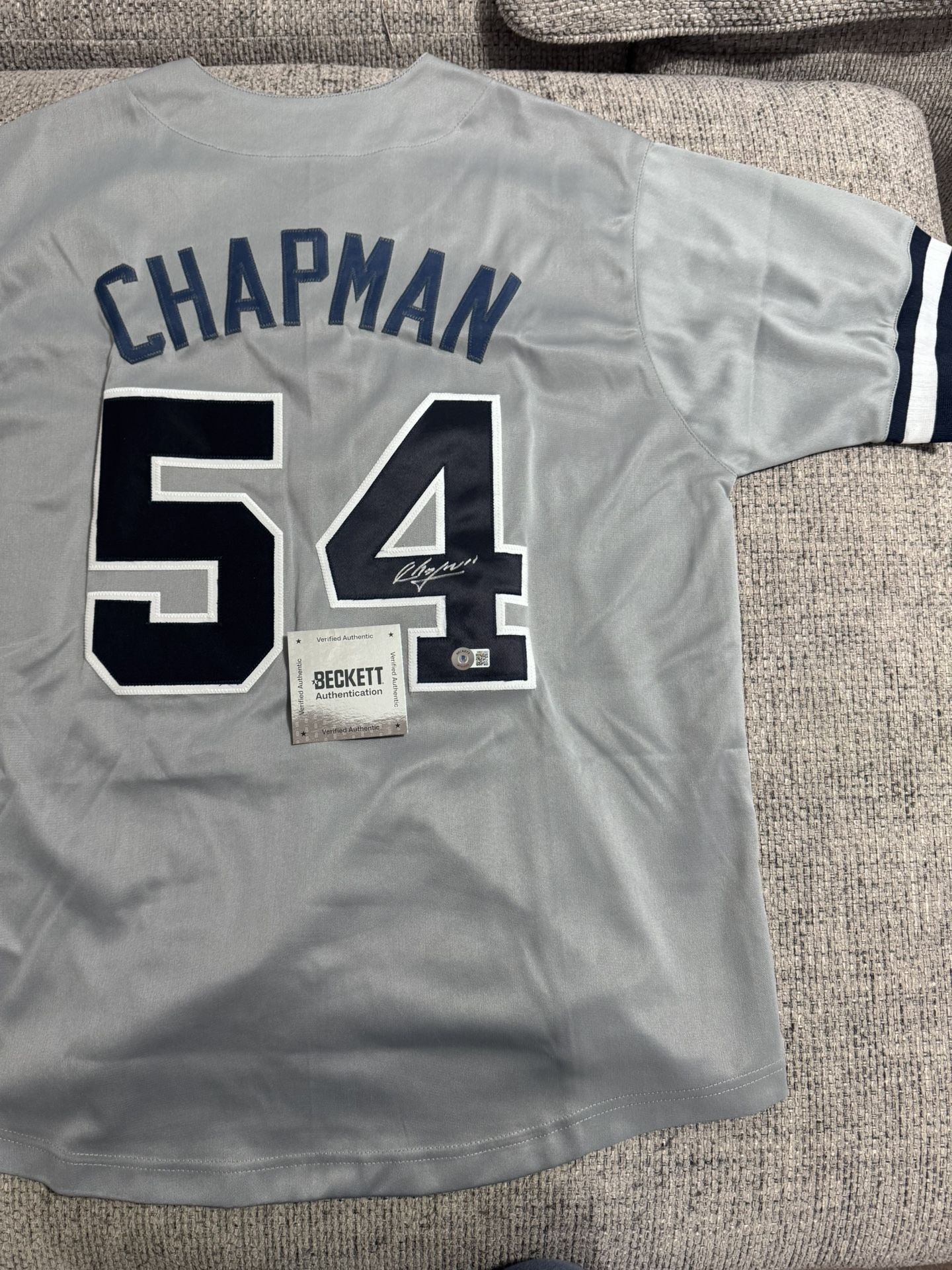 Aroldis Chapman Signed Autograph Custom Jersey - Beckett COA - New York Yankees