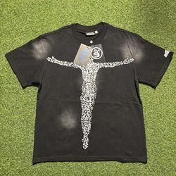 Jesus on the cross QR code black Hellstar graphic tee