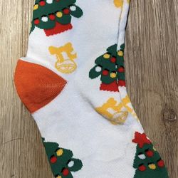 Adult Christmas Tree Socks White Orange 