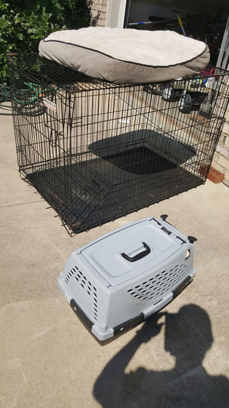 Extra large dog crate with bed and small crate