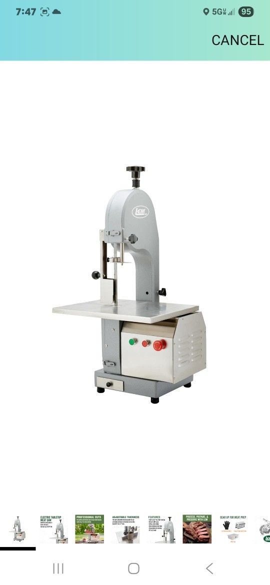 LEM Products Electric Tabletop Meat Saw, Meat and Bone Cutter Bandsaw Machine for Butchering