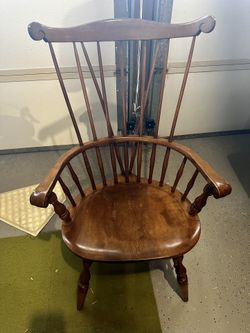 Nichols & Stone Old Pine Finish Solid Maple Windsor Brace Back Arm Chair