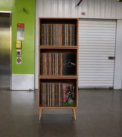 Mcm solid wood bookcase cabinet