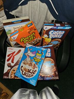 7 boxes of chocolate type cereal for 6 bucks