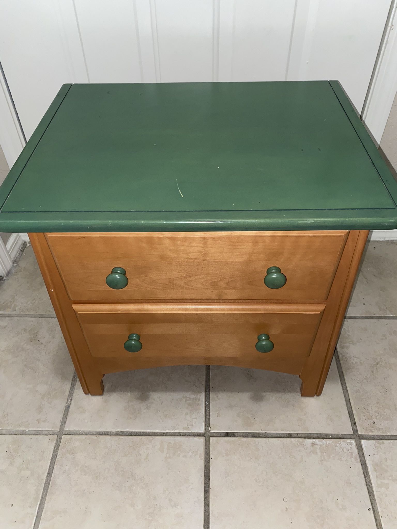 Brown And Green 2-Drawer Nightstand