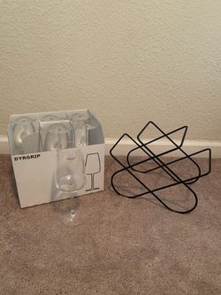 Wine glasses and rack
