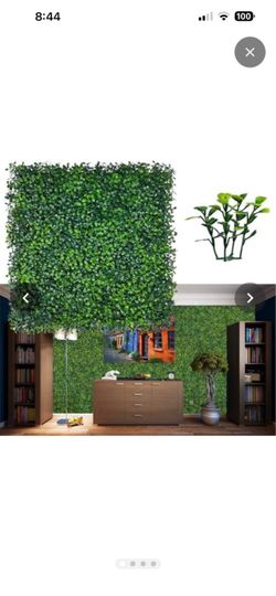Artificial Grass Wall Backdrop Panels, 20X20 in 24P (67 sqft) UV-Anti, Faux Boxwood Hedge Fence, 4-Layer Leaves, Garden/Backyard/Balcony Privacy Scree