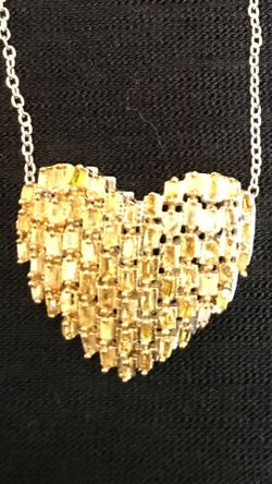 .50 Kt Yellow Diamond Heart And Sterling Silver Chain