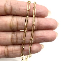 14K Gold Paper Clip Chain Necklace