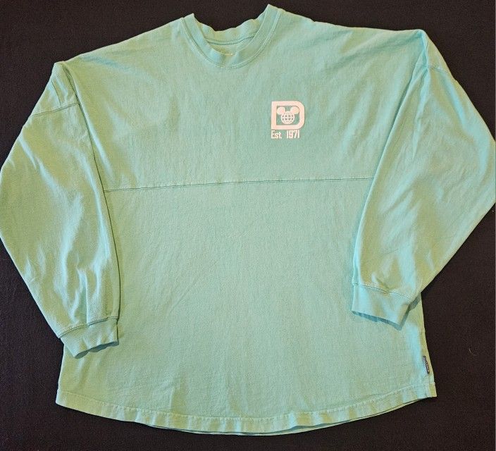 Walt Disney World Long Sleeve Mens XL Spirit Jersey Teal W/ White Letters