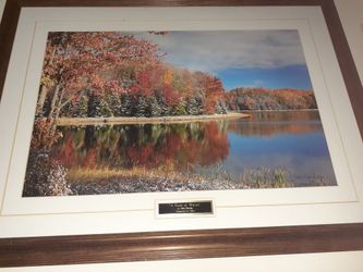 wooden framed landscape painting