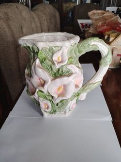 Vintage handmade ceramic pitcher