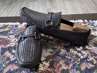 Salvatore Ferragamo Brown Woven Leather Parigi Gancio Horse  display picture 3