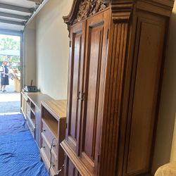 Armoire In Perfect Condition Holds A Small Tv