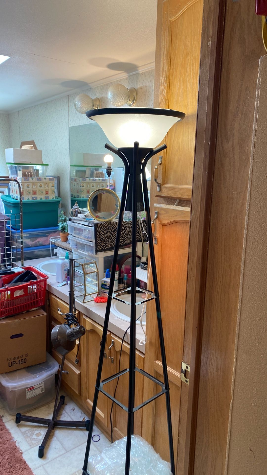 Tall Lamp With Glass Shelves