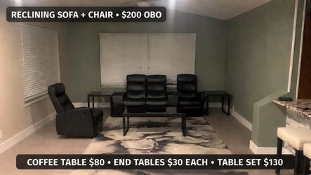 Living Room Furniture- Recliner, Coffer Table and End Tables