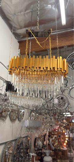 Gold Crystal Tiered Chandelier