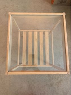 Wooden Glass Top Bedside Table