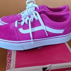 NEW VANS OFF THE WALL SUEDE & CANVAS MAGENTA/WHITE SHOES Size.10.5W. see our other great art antiques jewelry watches sports fishing lures comic books