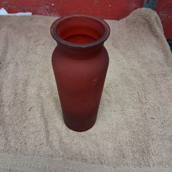 Vintage frosted ruby red vase