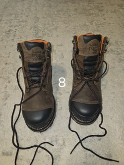 TIMBERLAND WATERPROOF ANTI-FATIGUE COMPOSITE ROUND STEEL TOE LACE UP BOOTS 