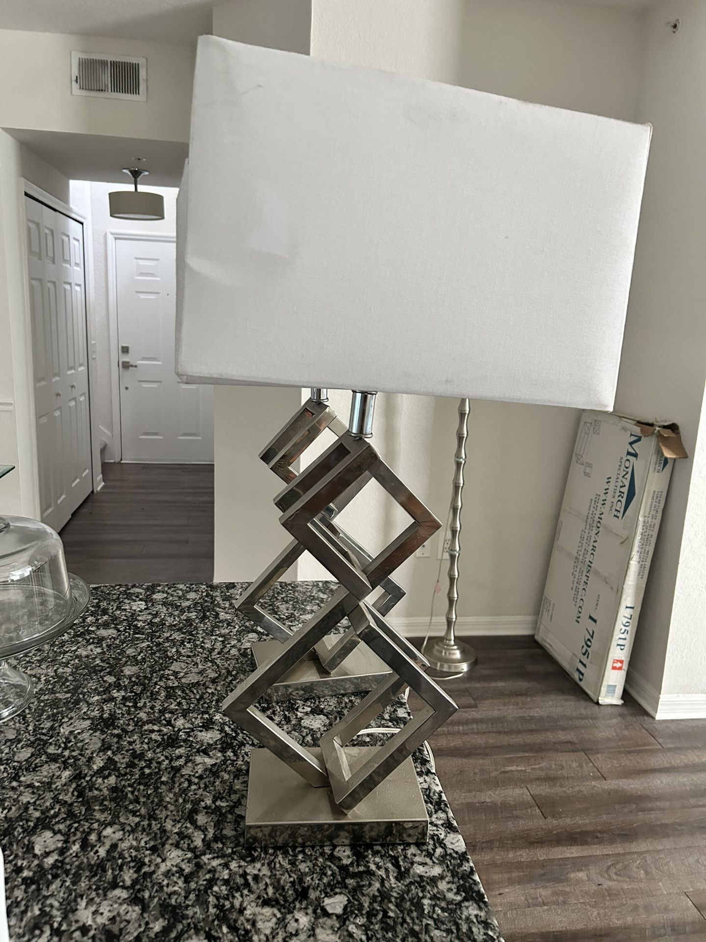 2 Silver Lamps & 3 Piece Coffee Table Set