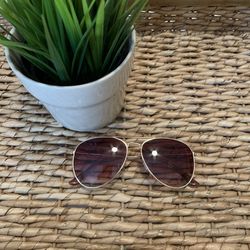 Gold and Brown Aviator Sunglasses