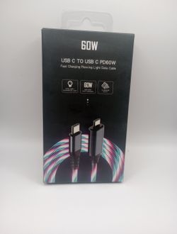 USB C To USB C Cable RGB LED Light 60W Fast Charging Cord Type C Charger