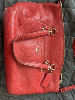 Coach Pebble Prairie Satchel Crossbody Bag Purse Red