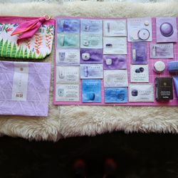 24pc TATCHA MIXED VARIETY SAMPLER PACK (3 DELUXE), LUCKY BAG, ESTĒE LAUDER MAKEUP BAG, + TATCHA SAMPLE FREEBIES 