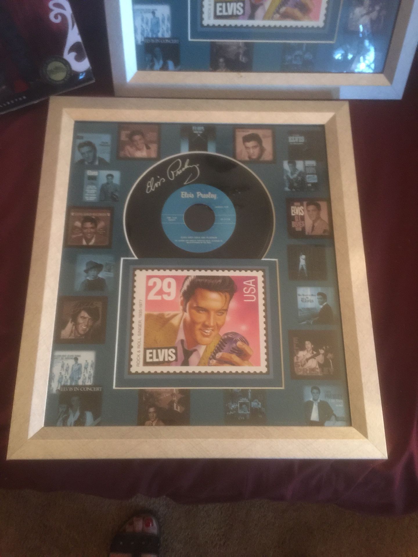 ELVIS COLLECTION, FRAMED SIGNATURE RECORD AND STAMP