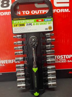 PITTSBURGH 1/4 “ SAE and METRIC SOCKET SET  new  out the box never used (( I bought  but never used ))