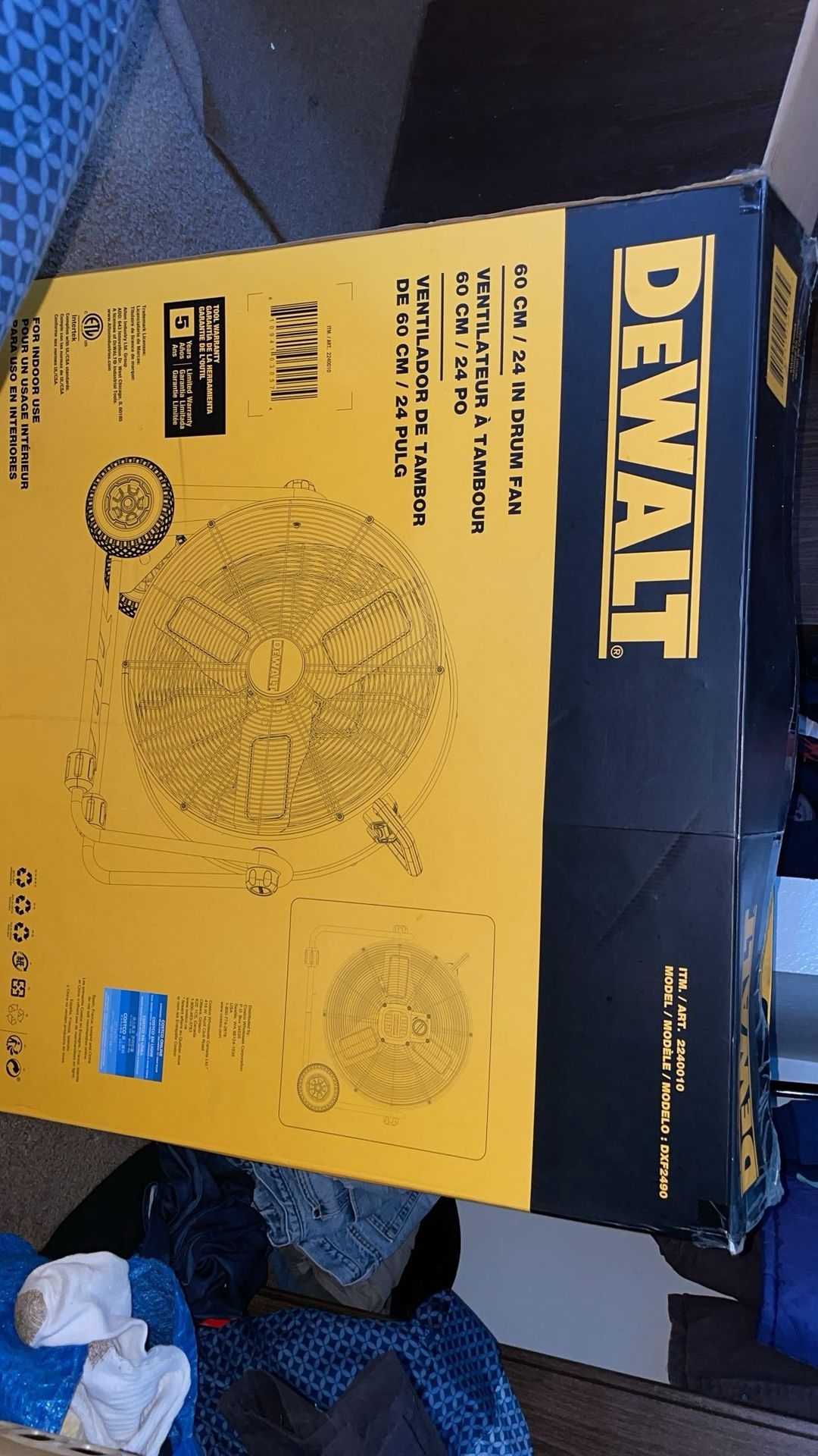 24 in. Heavy-Duty Drum Fan with Extra Long 12 ft. Power Cord and Stepless Speed Control