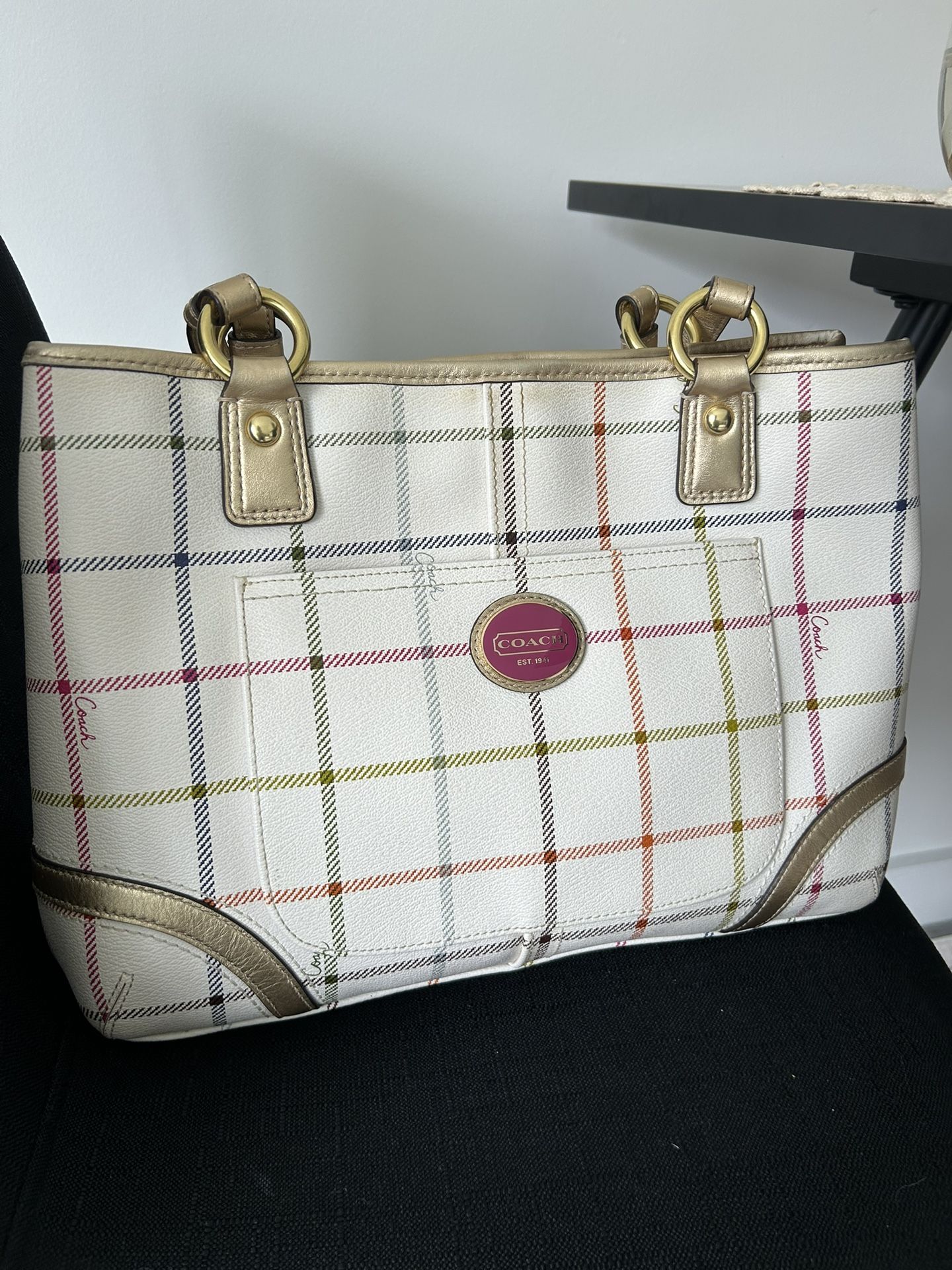 White Mini Coach Tote