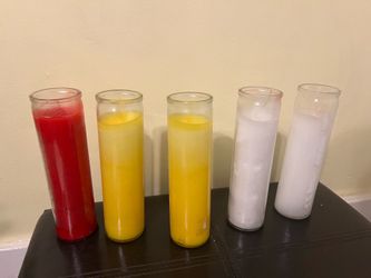 Unscented Glass Candle red , yellow and white / veladoras roja , amarillas y blancas