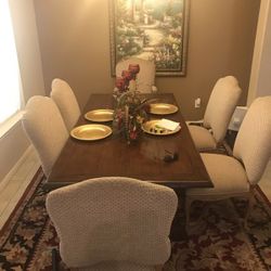 Solid wood dining table with six chairs high end furniture