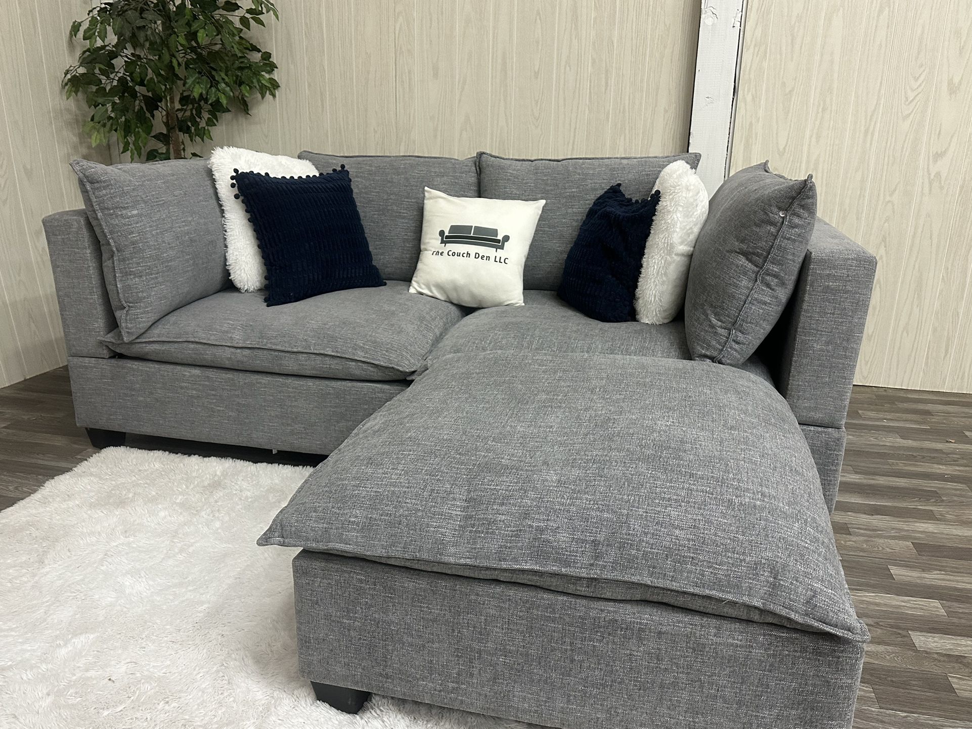 NEW! Gray Cloud Sectional Couch - Delivery Available 