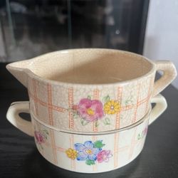 Vintage Kori Ware Sweet Stackable Saucer & pot 